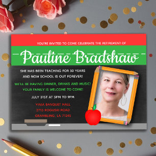 Invitation Chalkboard Photo Teacher Retraite Party