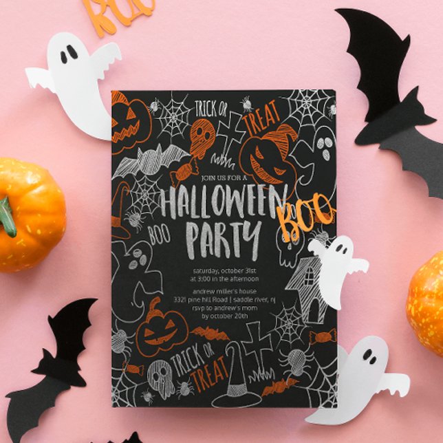 Invitation Chalkboard pour enfants mignons Fête d'Halloween (Créateur téléchargé)