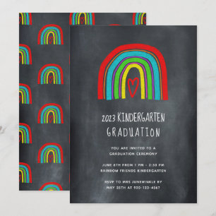 Invitation Chalkboard Rainbow Kindergarten Graduation