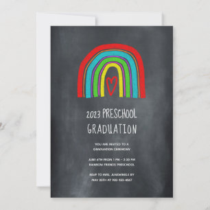 Invitation Chalkboard Rainbow Preschool Graduation