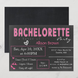 Invitation Chalkboard rose Lingerie Douche Bachelorette