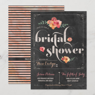 Invitation Chalkboard Rustique Floral Bridal Showboat Invitat