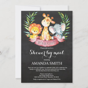 Invitation Chalkboard Safari Jungle Baby shower fille par la 
