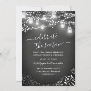 Invitation Chalkboard Snowflake Éclairage à cordes Noël rouge