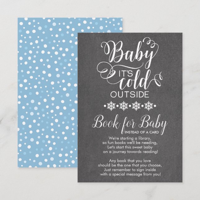 Invitation Chalkboard Snowflakes Apportez un livre pour la ca (Devant / Derrière)