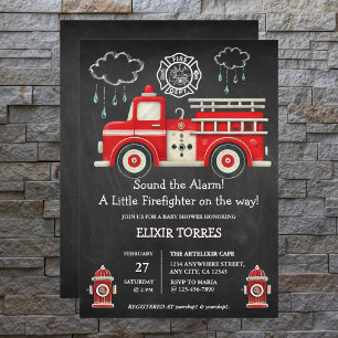 Invitation Chalkboard Sonne l'alarme ! Baby shower de camion-