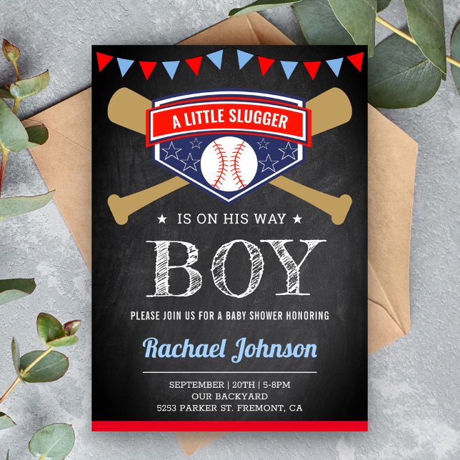Invitation Chalkboard Sports Baby shower de baseball (Créateur téléchargé)
