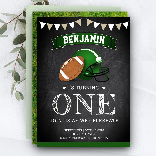 Invitation Chalkboard Sports Football 1ère fête d'anniversair (Créateur téléchargé)