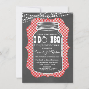 Invitation Chalkboard String Lights I DO BBQ Mason Jar Invita