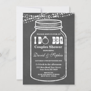 Invitation Chalkboard String Lights I DO BBQ Mason Jar Invita