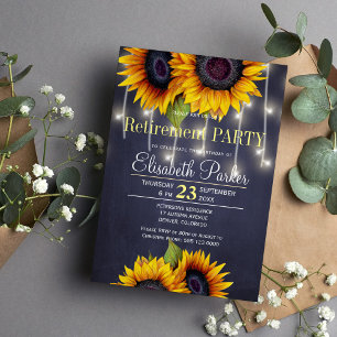 Invitation Chalkboard tournesol rustique marine fête de retra