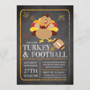 Invitation Chalkboard Turquie Football Thanksgiving Invitatio