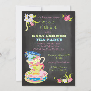 Invitation Chalkboard Victorian Stabilisé Tasses Baby shower