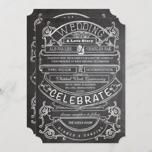 Invitation Chalkboard Vintage Moderne Mariage de typographie
