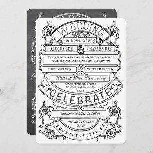 Invitation Chalkboard Vintage Moderne Mariage de typographie