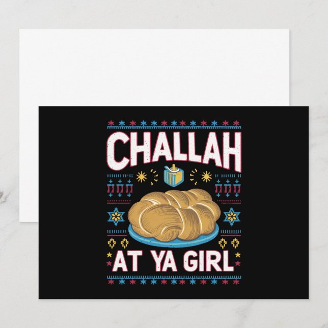 Invitation Challah At Ya Girl Drôle Nourriture Hanukkah Chanu (Devant / Derrière)