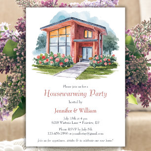 Invitation Chambre d'aquarelle moderne