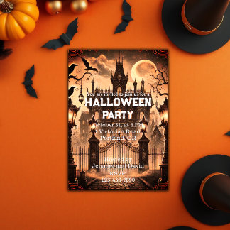 Invitation Chambre de l'Halloween victorienne gothique
