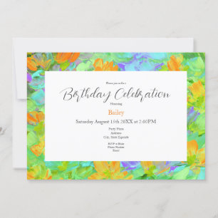 Invitation Champ Abstrait de pavots orange jaune