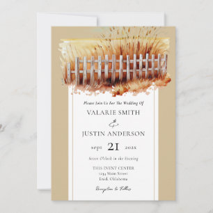 Invitation Champ de blé Mariage de l'Ouest en une seule invit