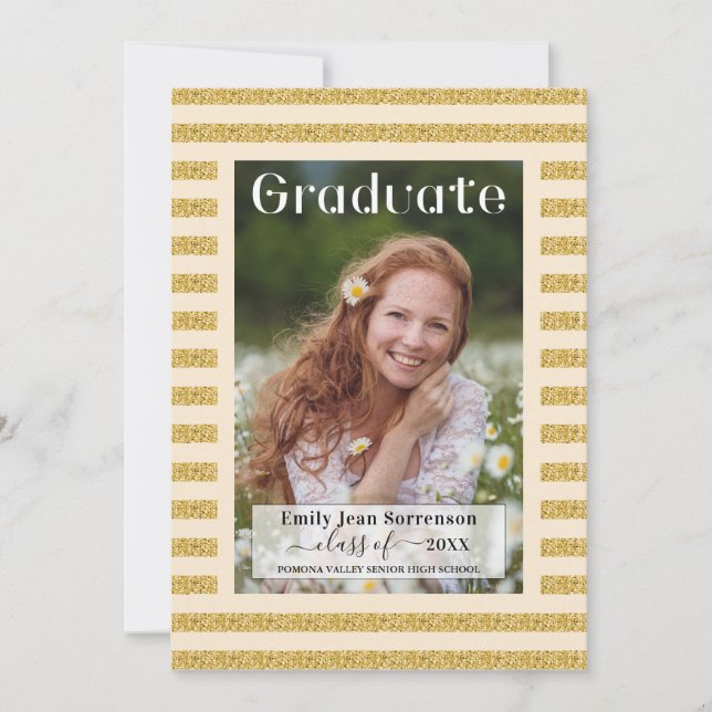 Invitation Champ de fleurs Gold Graduation Parade de voiture (Devant)