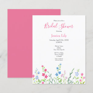 Invitation Champ de Fleurs sauvages d'aquarelle mixte