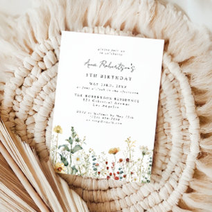 Invitation Champ de fleurs sauvages d'été pour un anniversair