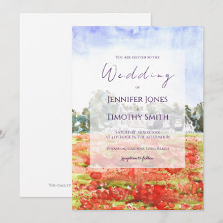 Invitation champ de pavots aquarelle
