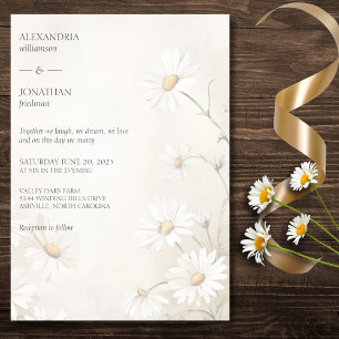 Invitation Champ Rustique de Marguerites Mariage 