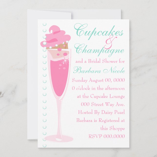 Invitation Champage, Cupcakes & Perles (Devant)