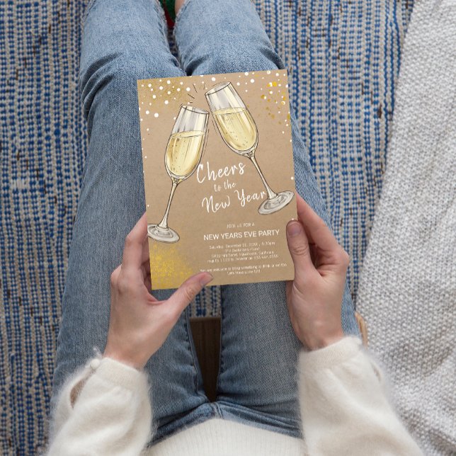 Invitation Champagne à la fête du Nouvel An (Champagne Cheers to the New Year Party Invitation)