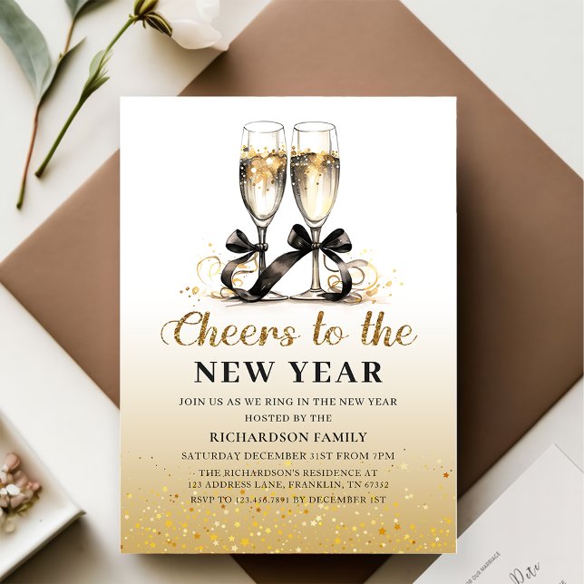Invitation Champagne à la fête du Nouvel An (Créateur téléchargé)