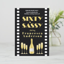 Invitation Champagne Black Gold Soty & Sassy 20s Style Film