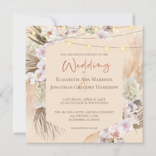 Invitation Champagne Blush & Terracotta Pampas Grass Floral