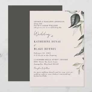 Invitation Champagne Botanique Foliage Site Mariage