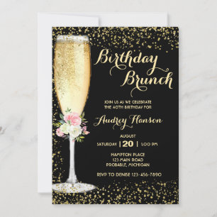 Invitation Champagne Brunch Adulte Anniversaire