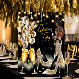Invitation Champagne Crème Dorée Ethnique Fabuluse d'Annivers