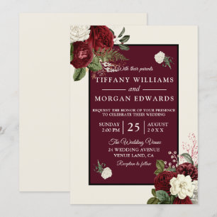 Invitation Champagne de Bourgogne romantique Mariage de fleur