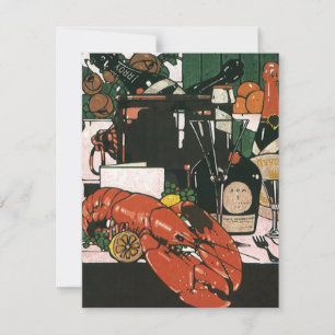 Invitation Champagne de la Fête vintage du homard ; Soirée él