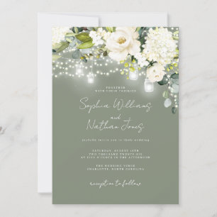 Invitation Champagne de Sage Rustique Mariage Floral