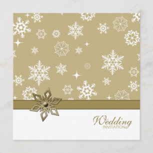 Invitation Champagne d'hiver et Mariage des Snowflakes blancs