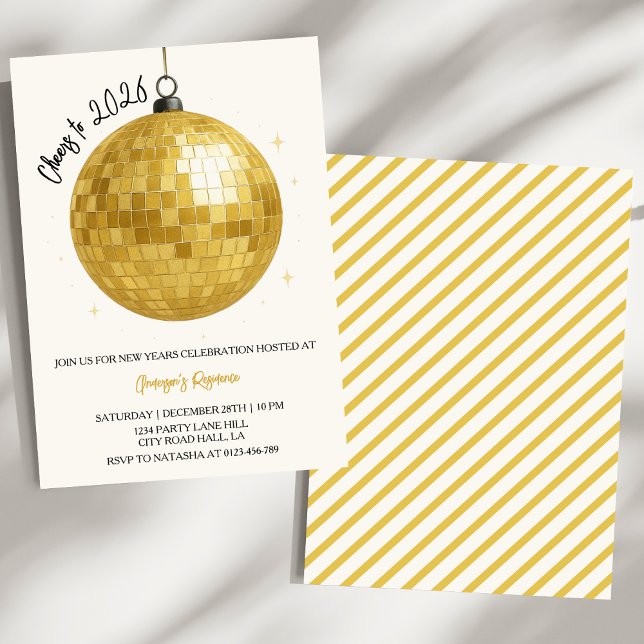 Invitation Champagne Disco Ball 2026 New Year Eve (Créateur téléchargé)