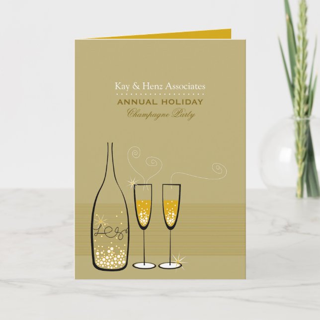 Invitation Champagne d'or Nouvel An Elegant Chic Fête (Devant)