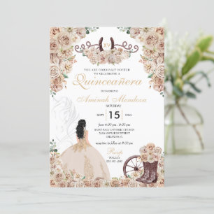 Invitation Champagne d'or Russe Western Horse Quinceañera
