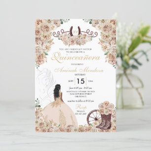 Invitation Champagne d'or Russe Western Horse Quinceañera