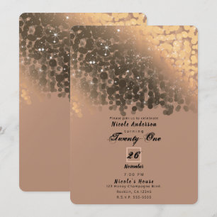 Invitation Champagne doré beige miel lumières scintillantes d