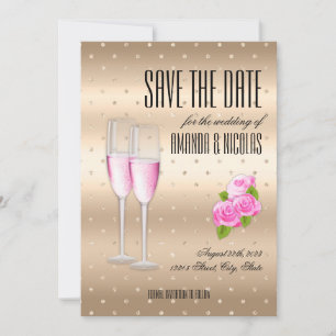 Invitation Champagne élégante rose or Save The Date Mariage