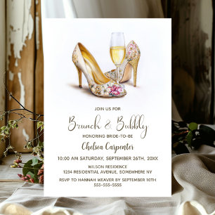 Invitation Champagne et chaussures florales Brunch et bulles