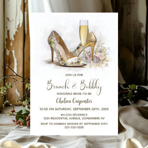 Invitation Champagne et chaussures florales Brunch et bulles