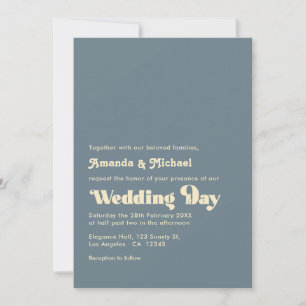 Invitation Champagne et Dusty Mariage de typographie bleue